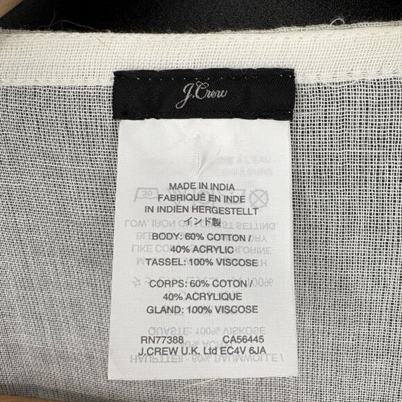 J.Crew Women's Embroidered Beach Poncho M/L Ivory Oversized Bohemian Tassels - Picture 4 of 8